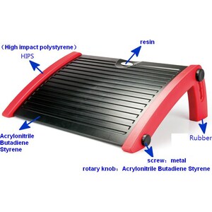 AKRacing Footrest Red - Red - Polystyrene, Rubber, Metal, Acrylonitrile Butadiene Styrene (ABS), Resin