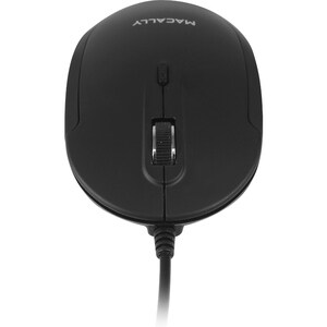 Macally USB Optical Quiet Click Mouse for Mac/PC Black - Optical - Cable - Black - USB - 2400 dpi - Scroll Wheel - Symmetr