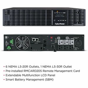 CyberPower OL3000RTXL2UN Smart App Online UPS Systems - 3000VA/2700W, 100 - 125 VAC, NEMA L5-30P, 2U, Rack / Tower, Sine W