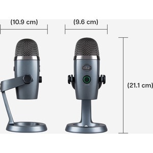 Blue Yeti Nano Wired Condenser Microphone - 20 Hz to 20 kHz - Cardioid, Omni-directional - Desktop, Stand Mountable - USB