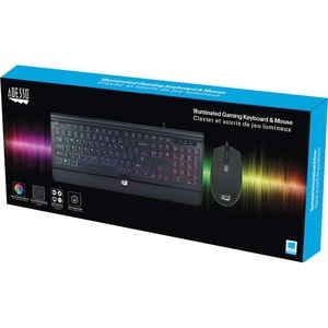 Adesso EasyTouch 137CB Illuminated Gaming Keyboard & Mouse Combo - USB Cable - 104 Key - English (US) - Black - USB Cable 