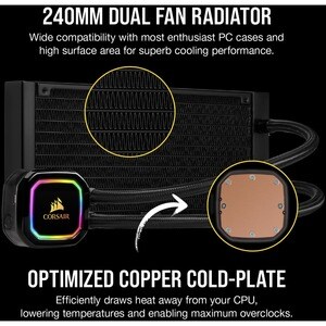 Corsair iCUE H100i RGB PRO XT Liquid CPU Cooler - 4.72" Maximum Fan Diameter - 561 gal/min Maximum Airflow - 2400 rpm - 37