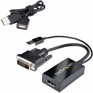 StarTech.com DVI to DisplayPort Adapter with USB Power - DVI-D to DP Video Adapter - DVI to DisplayPort Converter - 1920 x