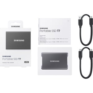 Samsung T7 MU-PC2T0T/AM 2 TB Portable Solid State Drive - External - PCI Express NVMe - Titan Gray - Gaming Console, Deskt