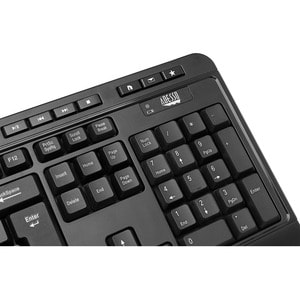 Adesso Antimicrobial Wireless Desktop Keyboard and Mouse - USB Membrane Wireless RF 2.40 GHz Keyboard - 104 Key - English 