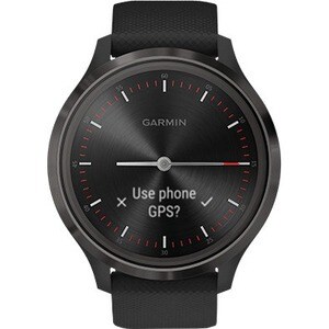 Garmin vívomove 3 GPS Watch - Slate - Stainless Steel Body - Black Case - Fiber Reinforced Polymer Case - Silicone Band - 