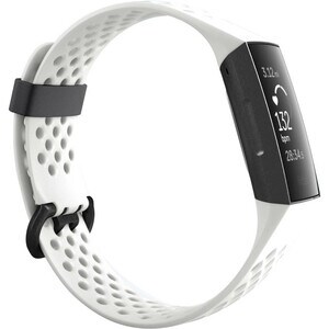 Fitbit Charge 3 Smart Band - Frost White, Graphite Aluminum Body Color - Leather, Aluminium Body Material - Woven, Elastom