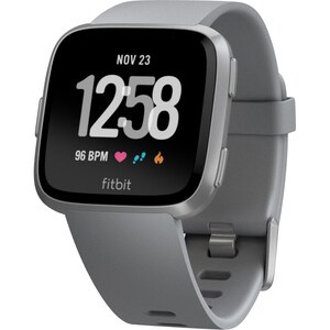 Fitbit Versa Smart Watch - Rectangular Case Shape - 24.08 mm Case Height - 24.08 mm Case Width - Grey Body Color - Alumini
