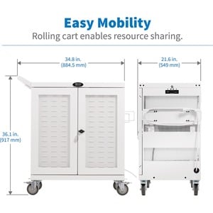 Tripp Lite by Eaton Safe-IT Multi-Device UV Charging Cart, Hospital-Grade, 32 USB Ports, iPad and Android Tablets, Antimic