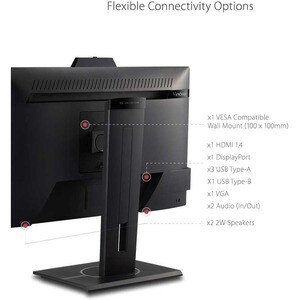 ViewSonic Graphic VG2440V 24 Zoll Class Webcam Full HD LED-Monitor - 16:9 Format - Schwarz - 60,5 cm (23,8 Zoll) Viewable 