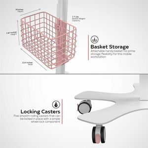 CTA Digital Medical Mobile Floor Stand with Small Enclosure - Up to 8" Screen Support - 61" Height x 14.50" Width x 13" De