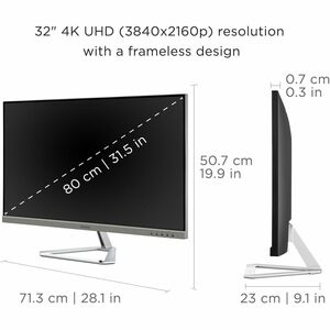 ViewSonic Entertainment VX3276-4K-mhd 32" Class 4K UHD LED Monitor - 16:9 - Silver - 80 cm (31.5") Viewable - Multi-domain