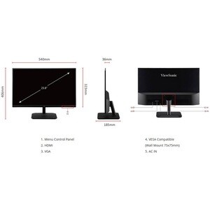 ViewSonic VA2432-H 24.0" Class Full HD LCD Monitor - 16:9 - 60.5 cm (23.8") Viewable - In-plane Switching (IPS) Technology