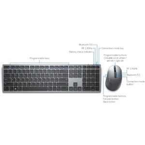 Dell Premier KM7321W Tastatur & Maus - QWERTZ - Deutsch - Tastatur, Kabellos, Bluetooth/RF 2,40 GHz USB, Grau - Maus, Opti