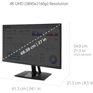 ViewSonic VP2756-4K 27 Inch 4K UHD IPS Ergonomic Monitor with Ultra-Thin Bezels, Color Accuracy, Pantone Validated, 60W US