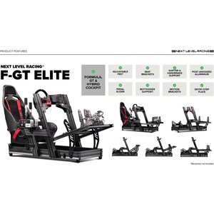 Next Level Racing F-GT Elite Formula & GT Aluminum Profile Simulator Cockpit - Front & Side Mount - For Gaming