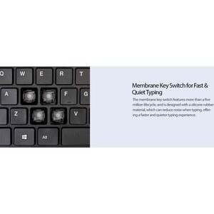 Adesso SlimTouch AKB-111UB Keyboard - Cable Connectivity - USB Interface - English (US) - Black - Membrane Keyswitch - Des
