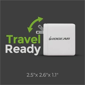 IOGEAR GearPower 100W USB-C GaN Charger - 100 W - 120 V AC, 230 V AC Input - 5 V DC, 9 V DC, 15 V DC, 20 V DC Output - 5 A
