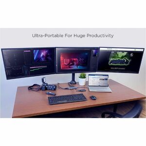 IOGEAR USB-C Triple HD Compact Dock - for Notebook, Tablet, Workstation, Monitor - Charging Capability - Memory Card Reade