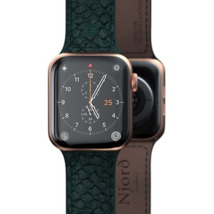 Njord Jörð SL14112 Smartwatch Band - 1 - Buckle Attachment - Green - Silicone, Stainless Steel, Vegan Leather, Salmon Leather