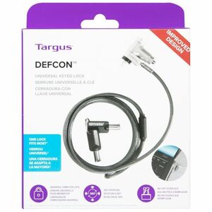 Targus DEFCON Ultimate Universal Keyed Single Head Lock, Retail - 6.5 ft (1.98 m) Cable - Patented T-bar/Key Lock - Silver