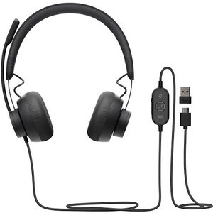 Logitech Zone 有线 头戴式 立体声 耳机 - 双声道 - 耳罩 - 32 欧姆 - 20 Hz 到 16 kHz - 单向, 全向, 降噪 麦克风 - C型 USB