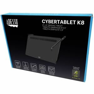 Adesso CyberTablet K8 Graphics Tablet - 5080 lpi - Cable - Black - 203.20 mm x 127 mm Active Area - 8192 Pressure Level - 