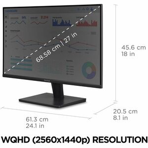 ViewSonic VA2715-2K-MHD 68.6 cm (27") WQHD LED LCD Monitor - 16:9 - 685.80 mm Class - Vertical Alignment (VA) - 2560 x 144