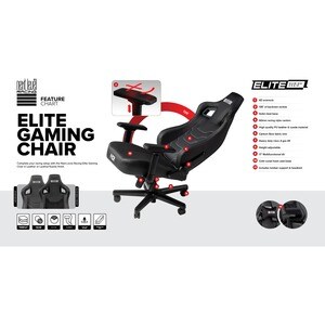 Next Level Racing Elite Gaming Chair Black Leather Edition - For Game - Leather, Aluminum, Suede, PU Leather - Black