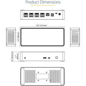 StarTech.com Docking Station USB-C - Quad Monitor DisplayPort/HDMI 4K 60Hz - Dock USB-C Multi HDMI/DP, PD 100W, Hub USB, L