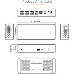 StarTech.com USB 3.1 Typ C Docking Station für Notebook, Monitor, Headset, Workstation, Desktop-PC, Smartphone, Tastatur, 
