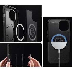 Spigen Mag Armor Case for Apple iPhone 12, iPhone 12 Pro Smartphone - Matte Black - Shock Absorbing, Scratch Resistant - T