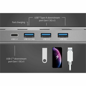 j5create JCD543P-EN 13 Port(s) USB Type C Docking Station for Display, Notebook, MacBook - Charging Capability - Memory Ca