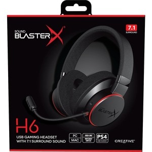 Creative Sound BlasterX H6 Wired Over-the-head Stereo Headset - Black - Binaural - Circumaural - 32 Ohm - 20 Hz to 20 kHz 