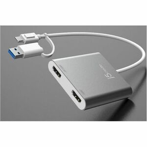 j5create JCA365-N A/V Adapter - 1 - 1 x USB 3.1 Type C - Male, 1 x USB Type C - Female, 1 x USB Type A - Male - 2 x HDMI 2