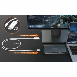 j5create Thunderbolt 4 Docking Station for Desktop PC, Notebook, Monitor, Mouse, Keyboard, Printer - Memory Card Reader - 