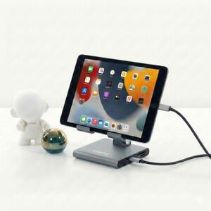 Plugable 8-in-1 USB C Docking Station for iPad with Stand, 100W Pass-through Charging USB-C Hub - 1x HDMI, 2x USB, Audio, 