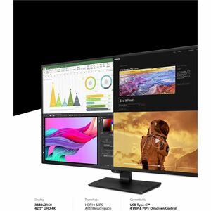 Monitor LED LG 43BN70UP-B 1092,2 mm (43,0") Class 4K UHD - 16:9 - Nero opaco - 108 cm (42,5") Viewable - Tecnologia In-pla