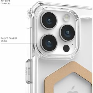 Urban Armor Gear Plyo Rugged Case for Apple iPhone 15 Pro Max Smartphone - Ice/Gold - Crystal Clear - Drop Resistant, Yell