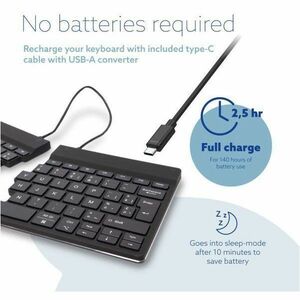 R-Go Split Break Keyboard - R-Go Split Break ergonomic keyboard, with break software, Bluetooth 5.0, AZERTY (BE) layout, w