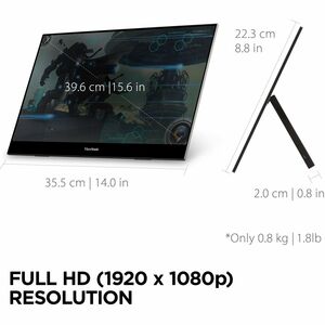 ViewSonic VX1655 16" Class Full HD LED Monitor - 16:9 - Black - 15.6" Viewable - In-plane Switching (IPS) Technology - LED