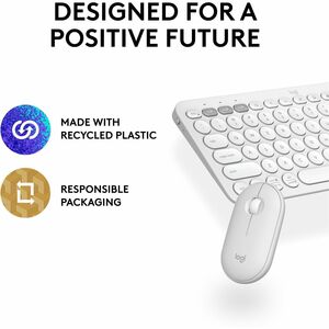 Logitech Pebble 2 Combo, Wireless Keyboard and Mouse, Quiet and Portable, Customizable, Logi Bolt, Bluetooth, Tonal White 
