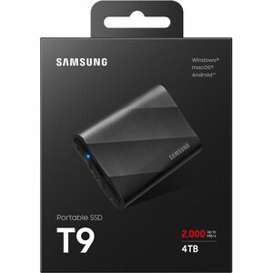 Samsung T9 4 TB Portable Solid State Drive - External - Black - Desktop PC, Notebook, Tablet, Gaming Console, Smart TV, Ca