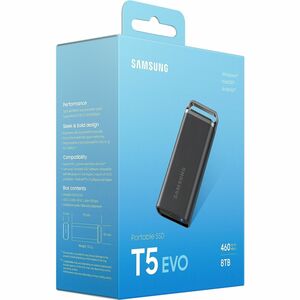 Samsung T5 EVO 8 TB Portable Solid State Drive - External - Black - Desktop PC, Notebook, Smartphone, Gaming Console, Came