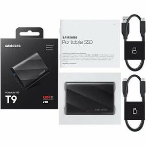 Samsung T9 2 TB Portable Solid State Drive - External - Black - Desktop PC, Notebook, Tablet, Gaming Console, Smart TV, Ca