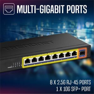 TRENDnet TEG-S5091 8 Ports Ethernet Switch - 2.5 Gigabit Ethernet, 10 Gigabit Ethernet - 2.5GBase-T, 10GBase-X - TAA Compl