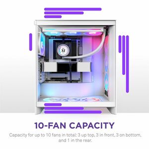 NZXT H7 Flow CM-H72FW-R1 Computer Case - ATX Motherboard Supported - Mid-tower - Galvanized Cold Rolled Steel (SGCC), Temp