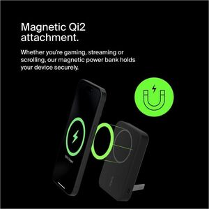 Belkin BoostCharge Pro Power Bank - Black - For Qi2-enabled Device, iPhone - 15 W - Black