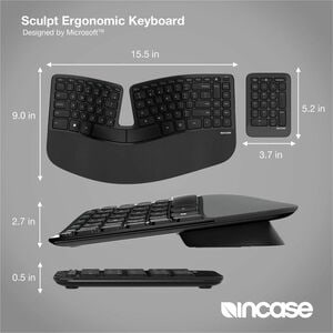 Incase Designed by Microsoft Sculpt Ergonomic Keyboard - Wireless Connectivity - Windows Key Hot Key(s) - macOS 10.15, Win