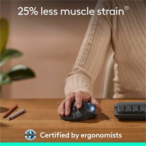 Logitech ERGO M575S Wireless Trackball Mouse, Wireless Ergonomic Mouse, Comfortable Thumb Control, Precise Tracking (Black